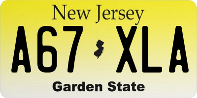 NJ license plate A67XLA