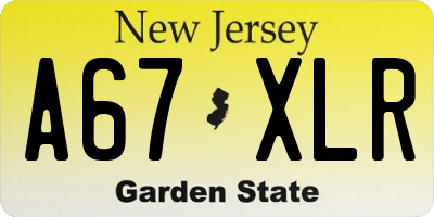 NJ license plate A67XLR