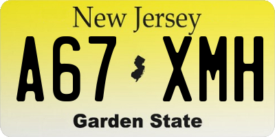 NJ license plate A67XMH