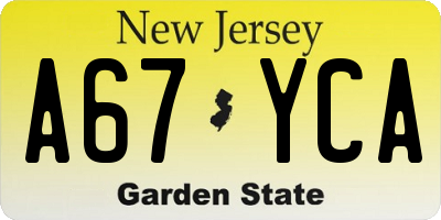 NJ license plate A67YCA