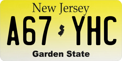 NJ license plate A67YHC