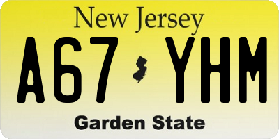 NJ license plate A67YHM