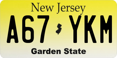 NJ license plate A67YKM