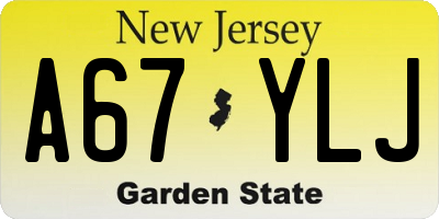 NJ license plate A67YLJ