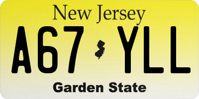 NJ license plate A67YLL