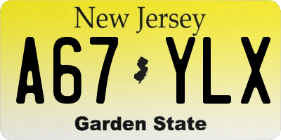 NJ license plate A67YLX