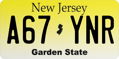 NJ license plate A67YNR