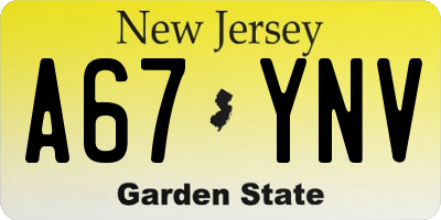 NJ license plate A67YNV