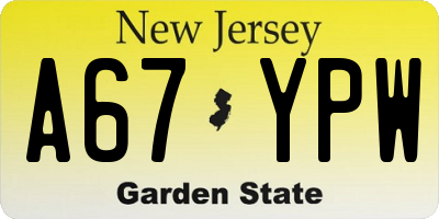 NJ license plate A67YPW