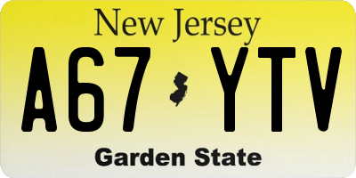NJ license plate A67YTV