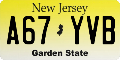 NJ license plate A67YVB