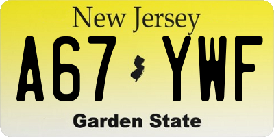 NJ license plate A67YWF
