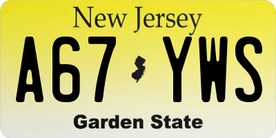 NJ license plate A67YWS