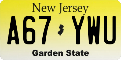 NJ license plate A67YWU
