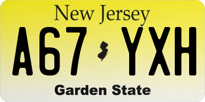 NJ license plate A67YXH