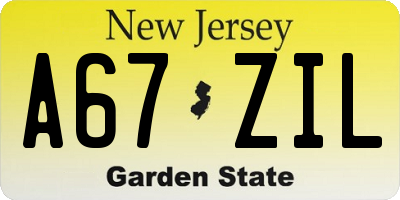 NJ license plate A67ZIL
