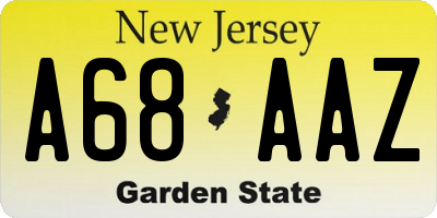 NJ license plate A68AAZ