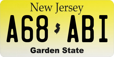 NJ license plate A68ABI