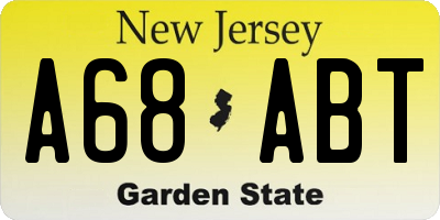 NJ license plate A68ABT