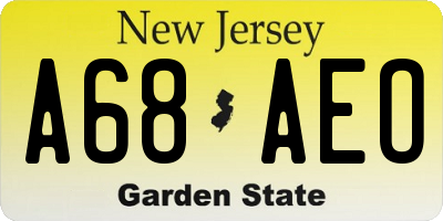 NJ license plate A68AEO