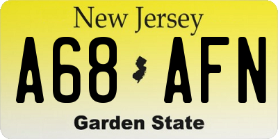 NJ license plate A68AFN