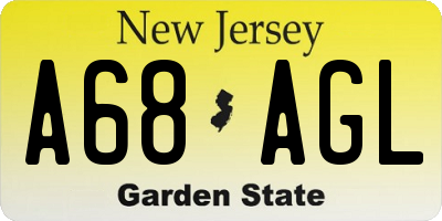NJ license plate A68AGL