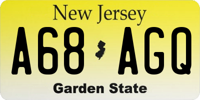 NJ license plate A68AGQ