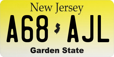 NJ license plate A68AJL