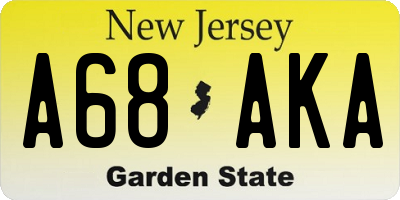 NJ license plate A68AKA