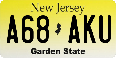NJ license plate A68AKU