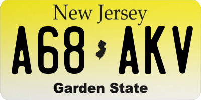 NJ license plate A68AKV
