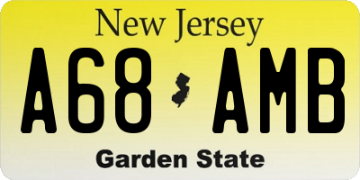 NJ license plate A68AMB