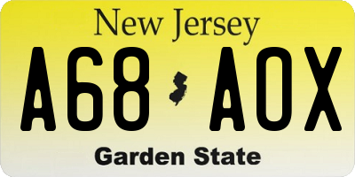 NJ license plate A68AOX