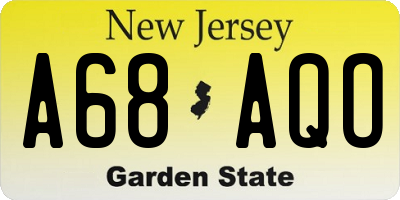 NJ license plate A68AQO