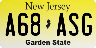 NJ license plate A68ASG