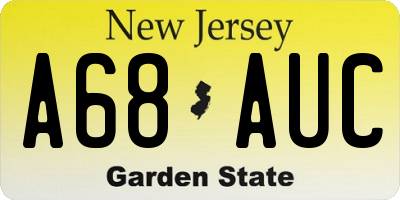 NJ license plate A68AUC