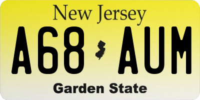 NJ license plate A68AUM
