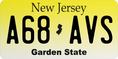NJ license plate A68AVS