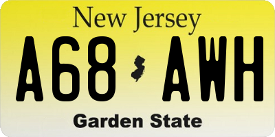 NJ license plate A68AWH