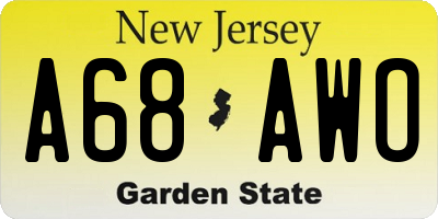 NJ license plate A68AWO