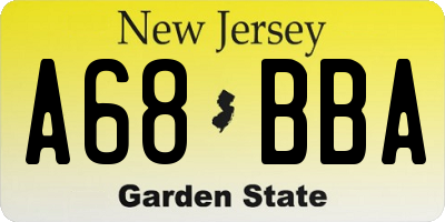 NJ license plate A68BBA