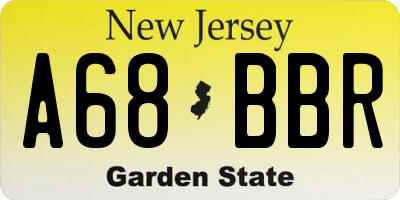 NJ license plate A68BBR