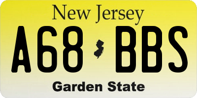 NJ license plate A68BBS