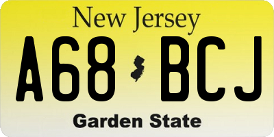 NJ license plate A68BCJ