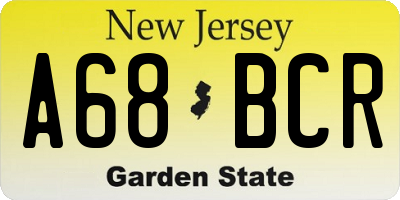 NJ license plate A68BCR