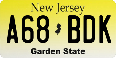 NJ license plate A68BDK