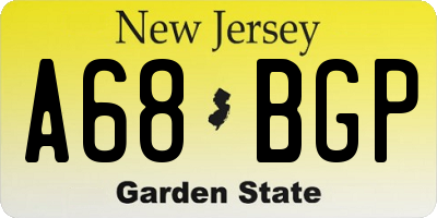 NJ license plate A68BGP