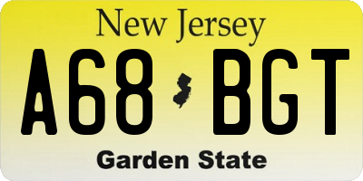 NJ license plate A68BGT