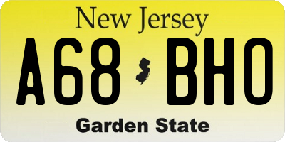 NJ license plate A68BHO