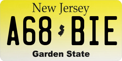 NJ license plate A68BIE